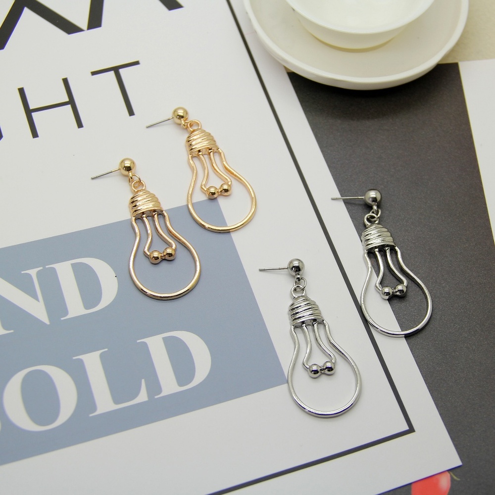 Unique Minimalist Light Ball Drop Earrings - Picture 5 of 5